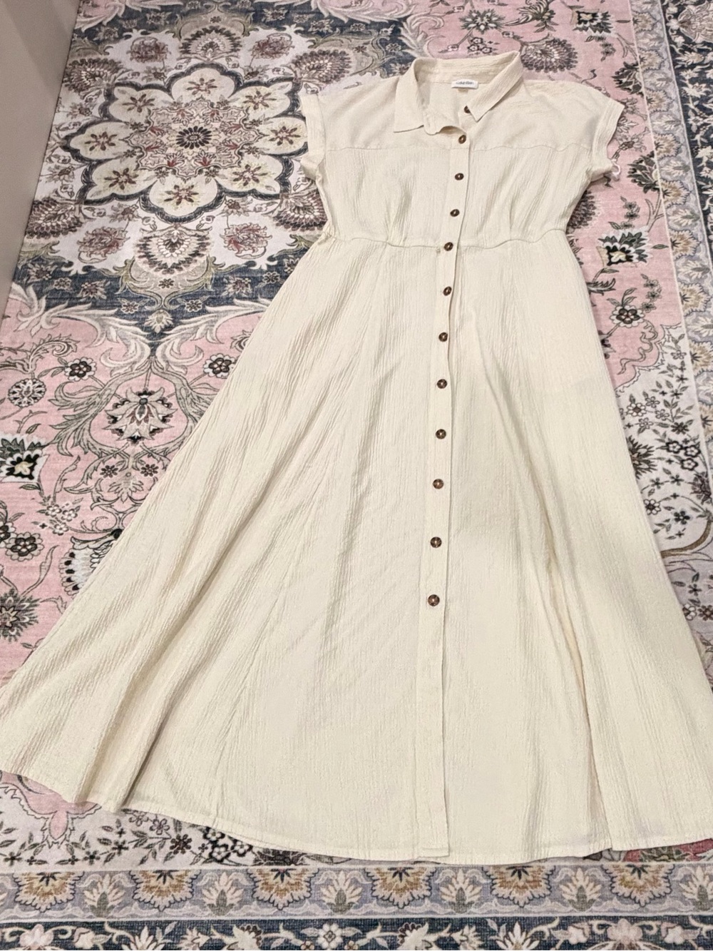 Calvin Klein Cream Button-Front Maxi Dress